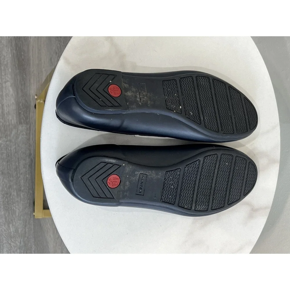 Hunter Navy Blue Waterproof Rubber Rain Ballet Flat Shoes Size 7